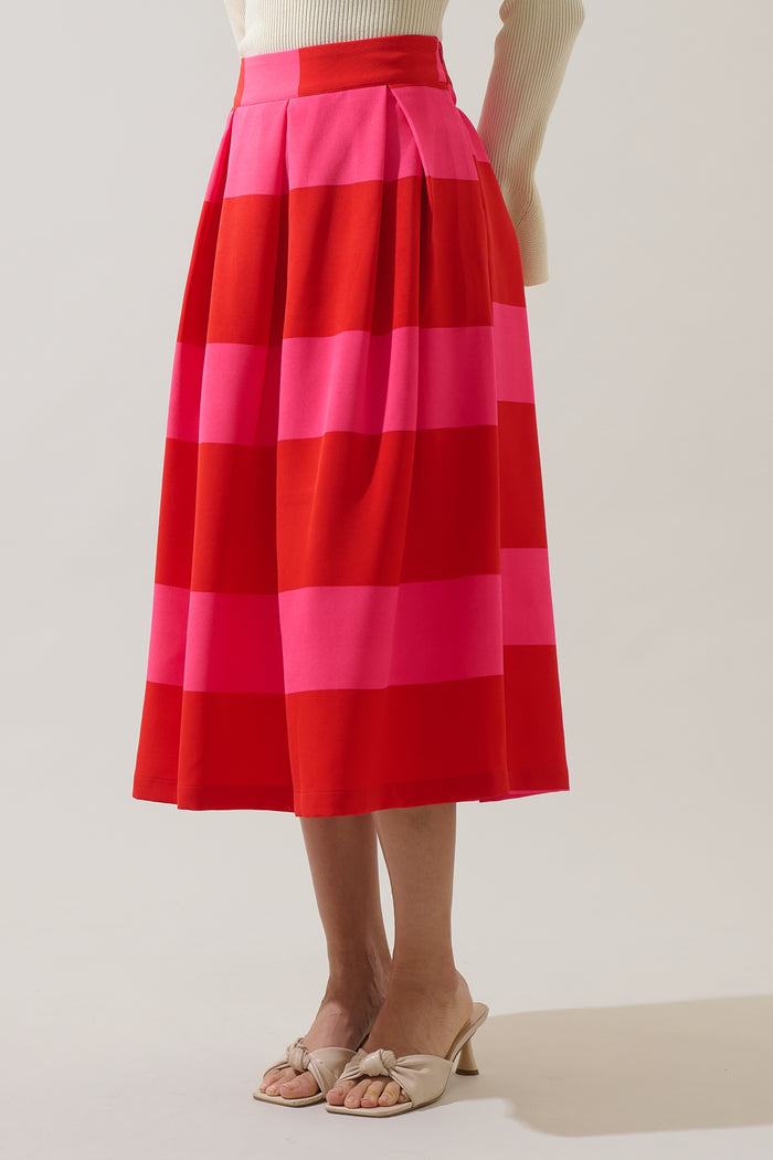 Lolli Stripe Pleated Midi Skirt