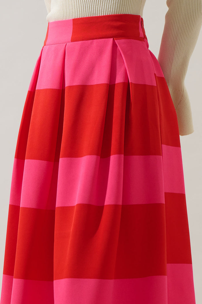 Lolli Stripe Pleated Midi Skirt