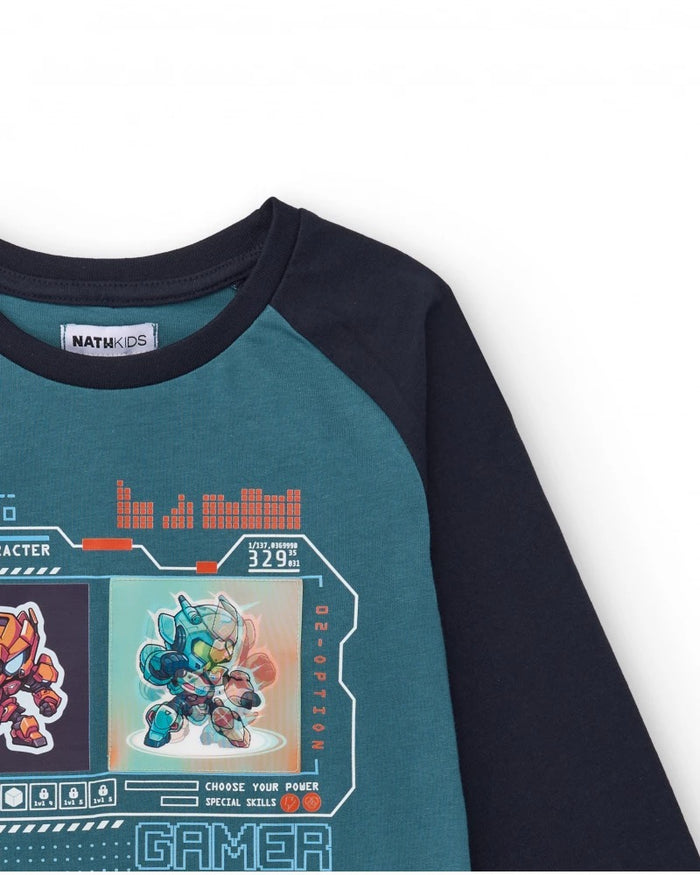Long-sleeved t-shirt for boys with video game print