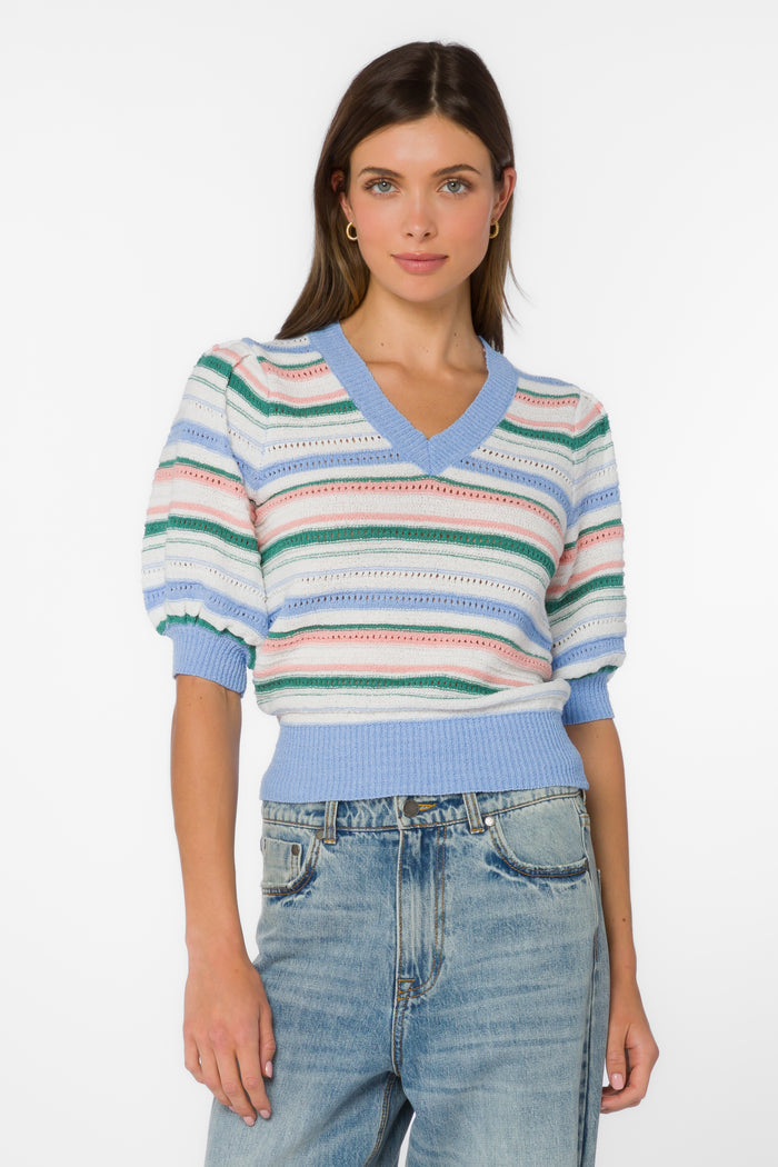 Mable Pointelle Stripe Sweater - Sweaters - Velvet Heart Clothing