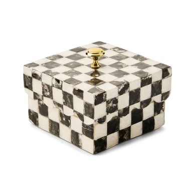 Mackenzie Childs Capiz Scalloped Box Courtly Check