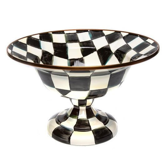 Mackenzie Childs Compote Courtly Check Bowl Large Enamel