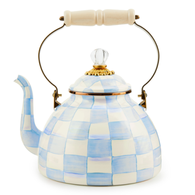 Mackenzie Childs Tea Kettle Sky Check 3QT