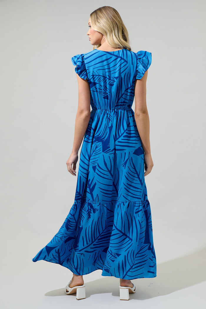 Maia Tropics Evianna Button Down Flutter Maxi Dress
