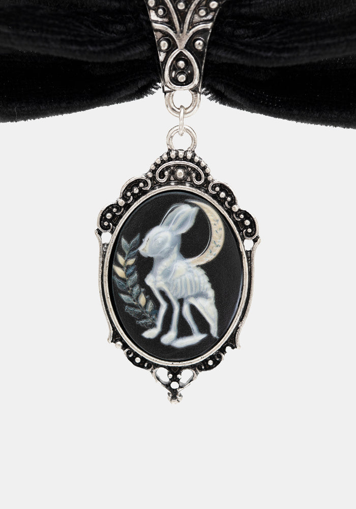 Malia Rabbit Skeleton Velvet Choker