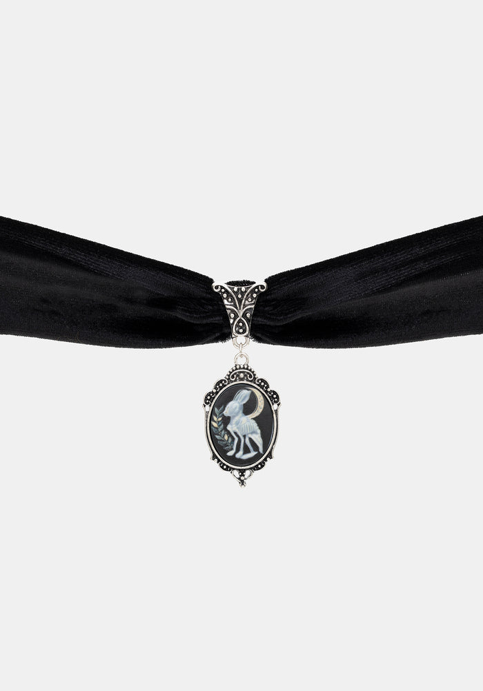 Malia Rabbit Skeleton Velvet Choker