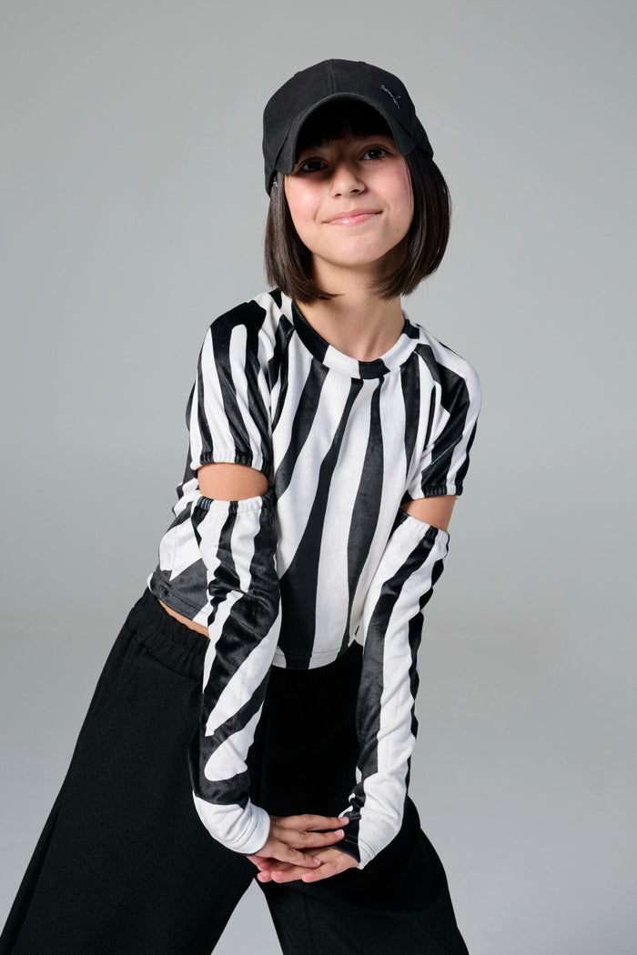 Melin rose Μπλούζα βελούδο με κόψιμο στα μανίκια Zebra