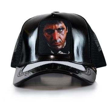 Men GOLD STAR Scare Face Leather Trucker Hat
