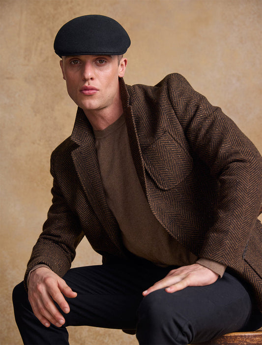 Men's Galway Felt Flat Cap #color_black