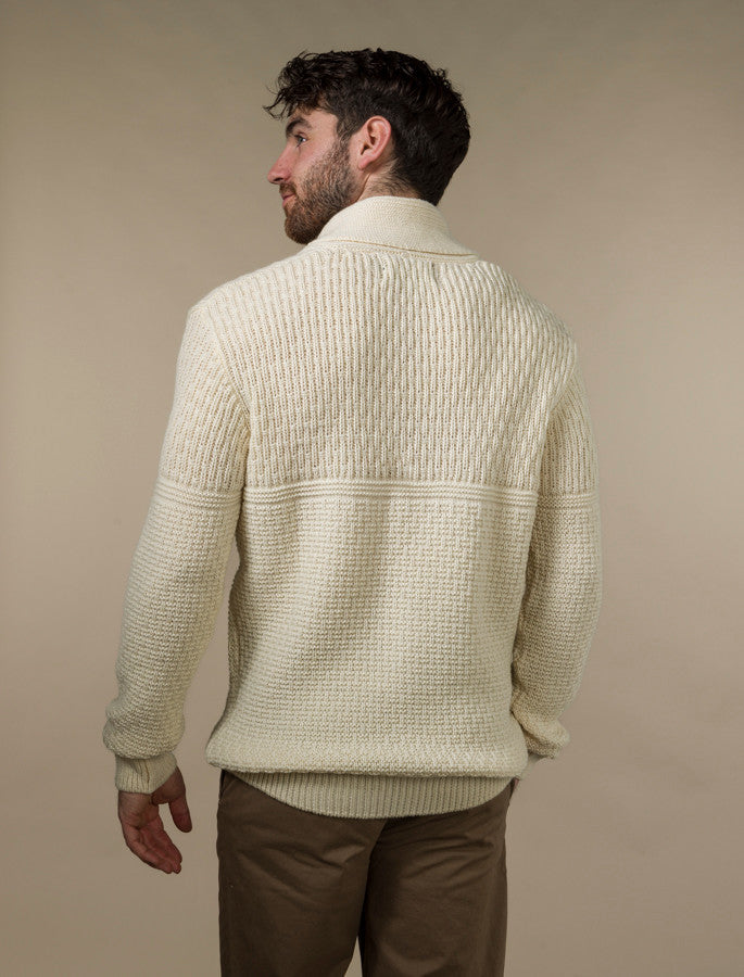 Men's Textured Shawl Collar Sweater - Natural White #color_natural-white