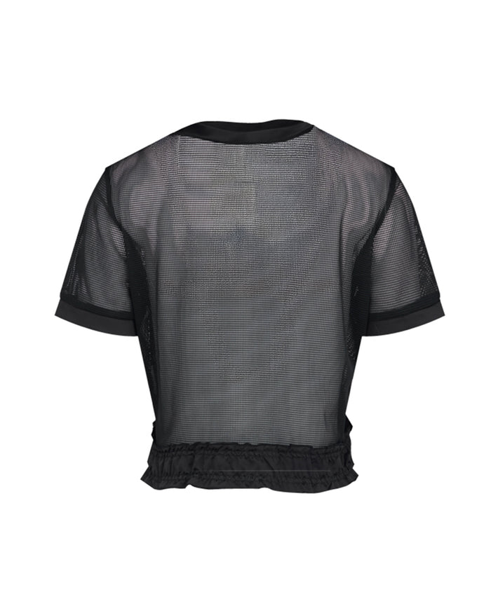 Mesh Crop Short Sleeve and Sleeveless Set (Black)