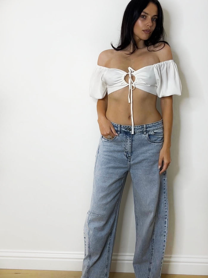 MIA BARDOT CROP WHITE
