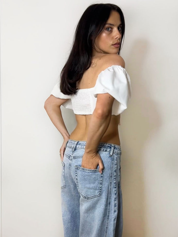 MIA BARDOT CROP WHITE