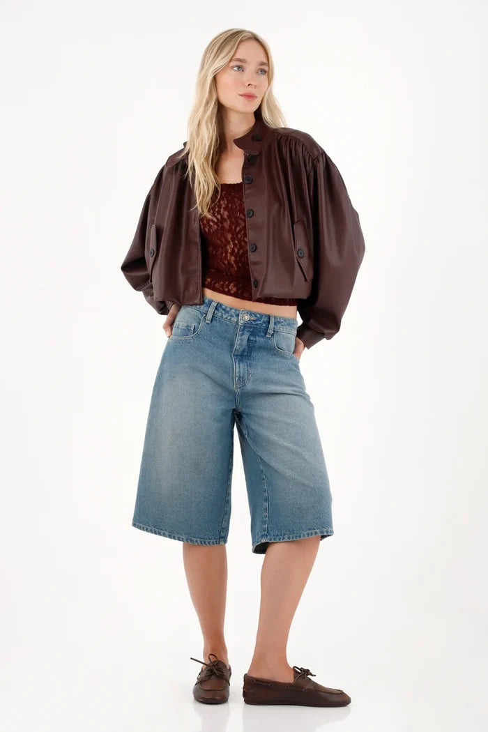 Mid Rise Blue Jorts for Women