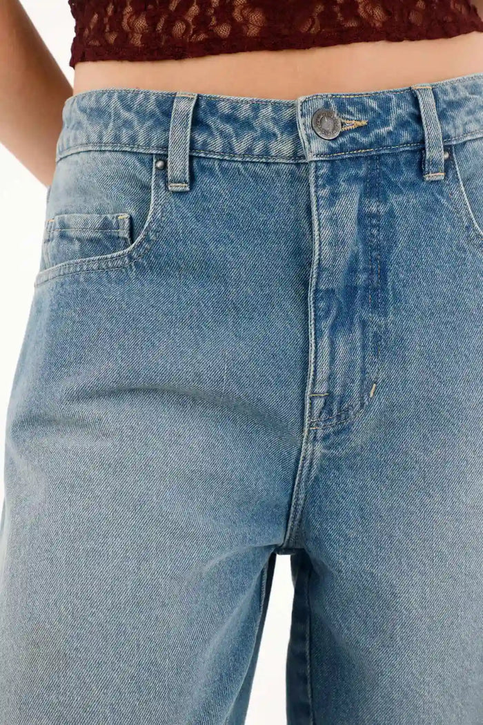 Mid Rise Blue Jorts for Women
