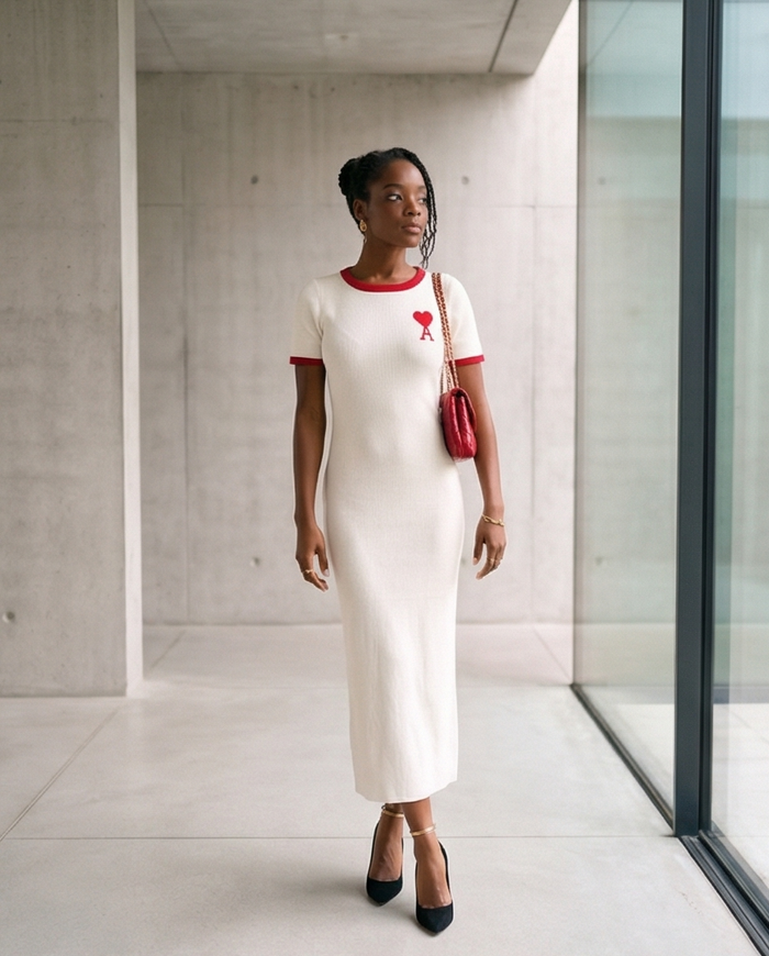 Modest Elegant knitted Maxi Dress – Christian Women's Church Dress | Short Sleeve Fitted Modest Dress | P31 Clothing