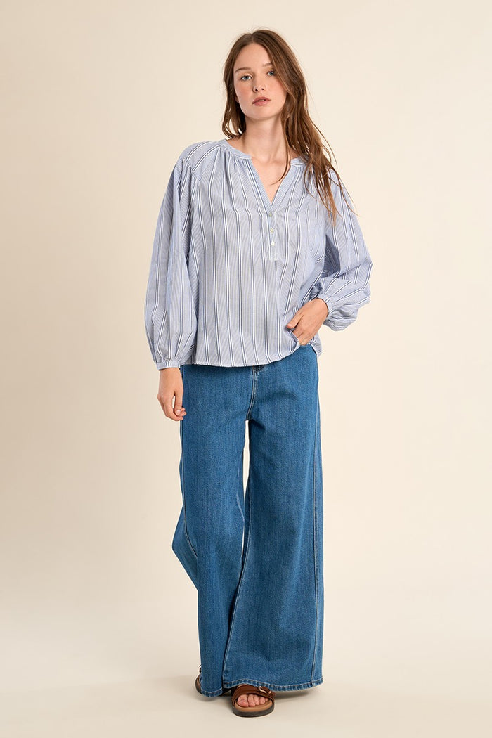 Molly Bracken Cotton Striped Blouse