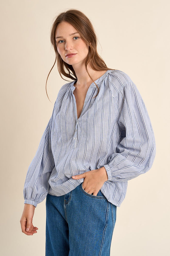 Molly Bracken Cotton Striped Blouse