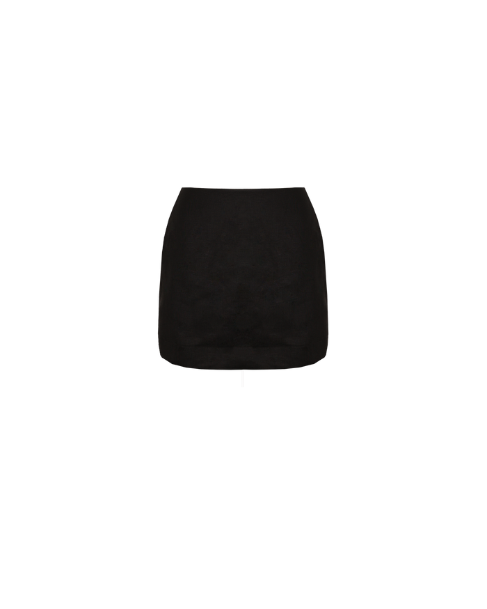 MORGAN LINEN MINI SKIRT  BLACK