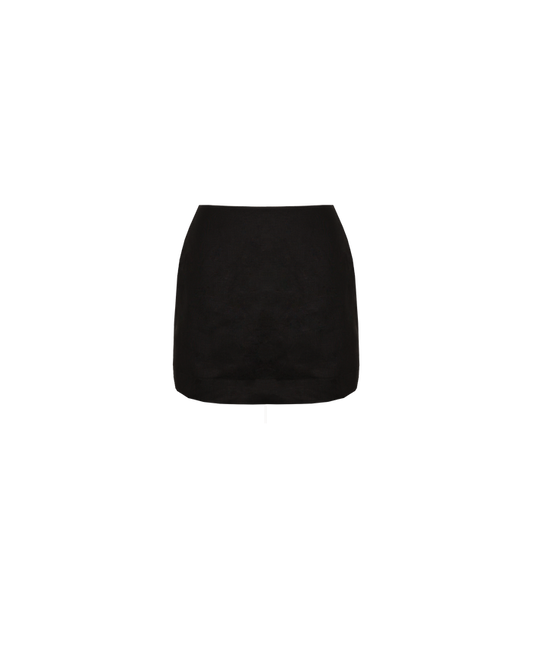 MORGAN LINEN MINI SKIRT  BLACK