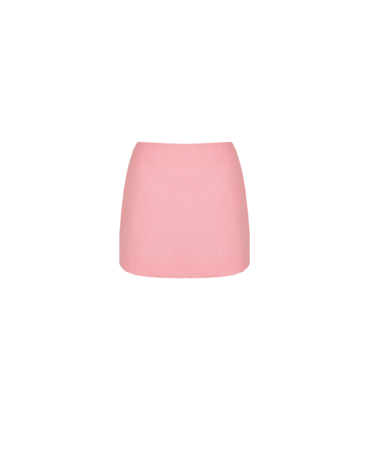 MORGAN LINEN MINI SKIRT  PINK