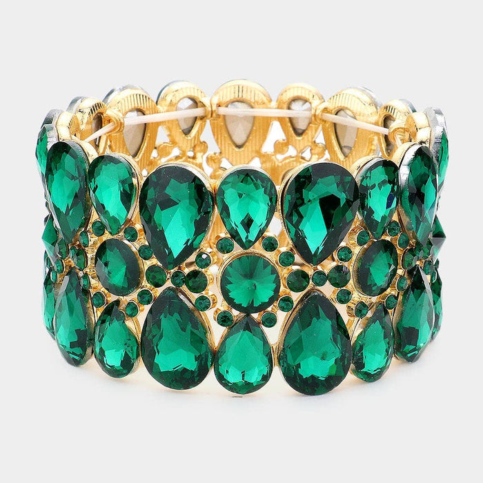 Style the Multi Stone Cluster Evening Stretch Bracelet exclusively at Born To Glam