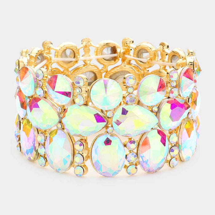 Style the Multi Stone Cluster Evening Stretch Bracelet exclusively at Born To Glam