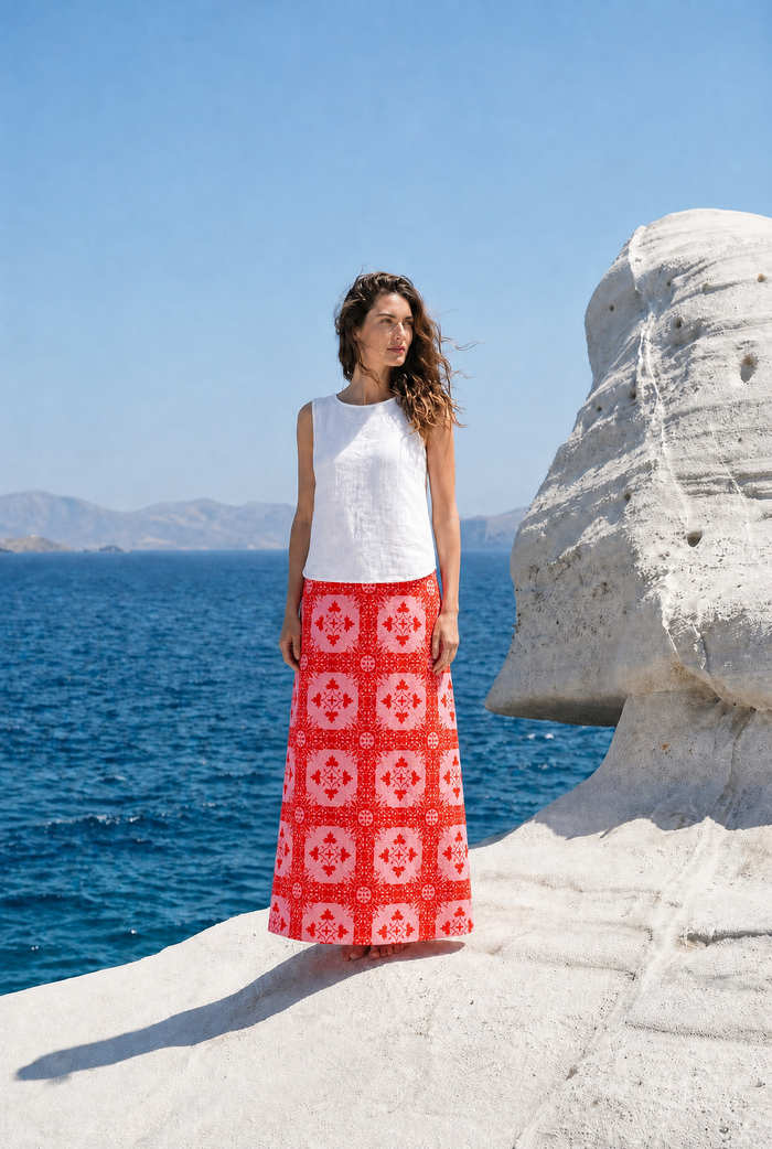 Nadine Linen Skirt In Granada