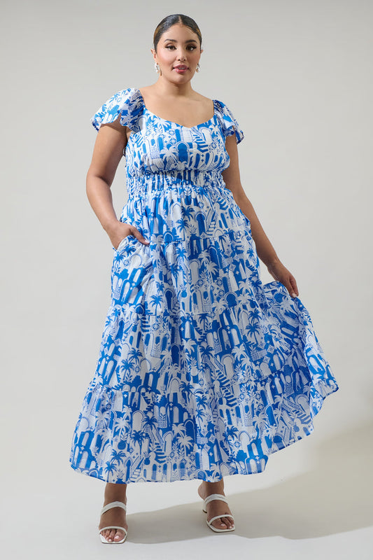 Nala Tiered Smocked Cotton Voile Maxi Dress Curve