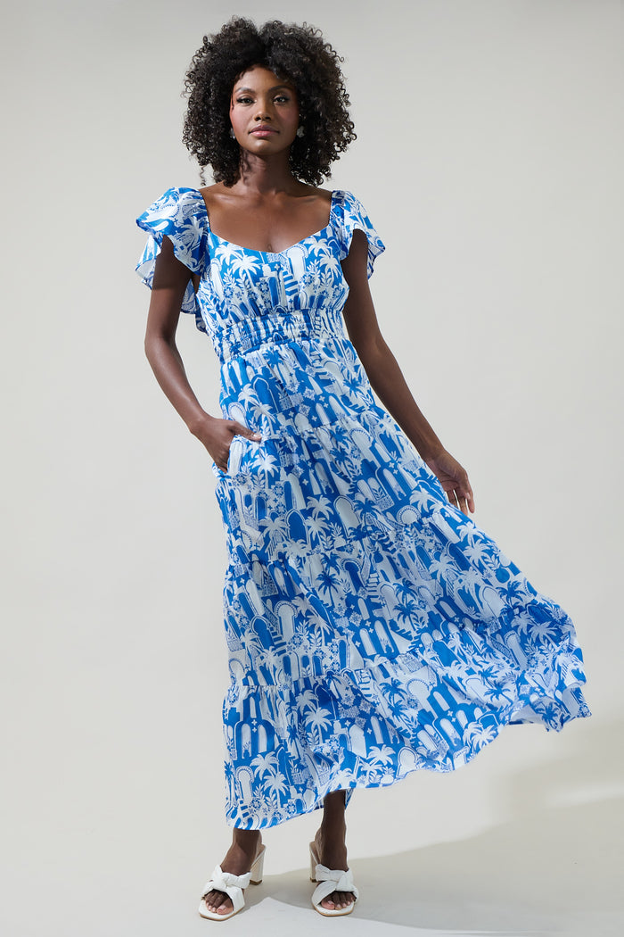 Nala Tiered Smocked Cotton Voile Maxi Dress