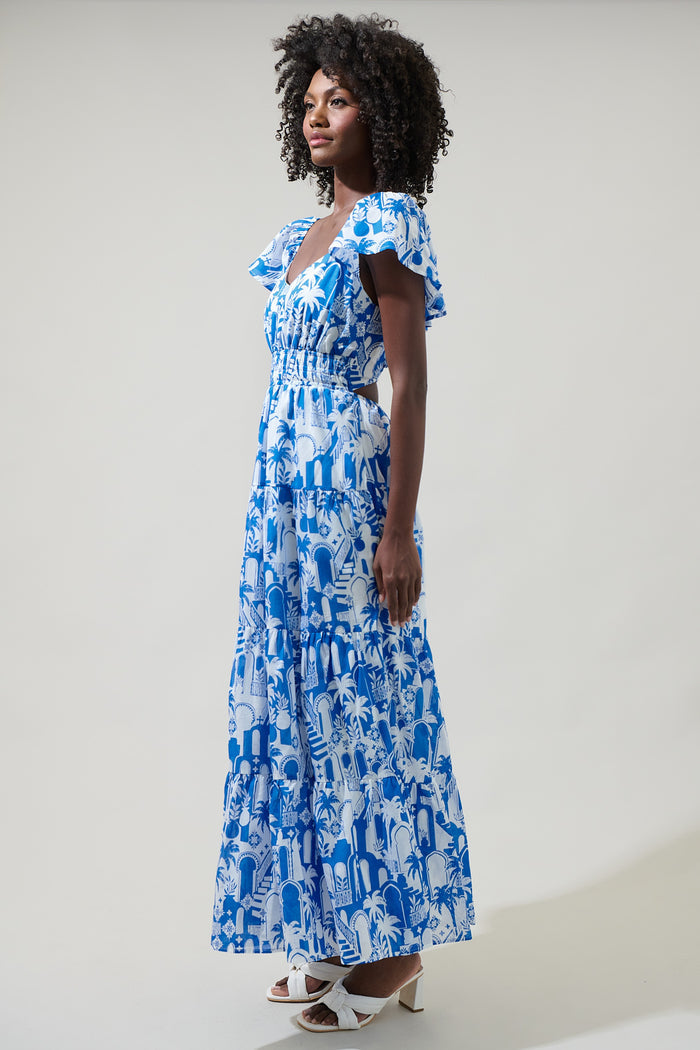 Nala Tiered Smocked Cotton Voile Maxi Dress