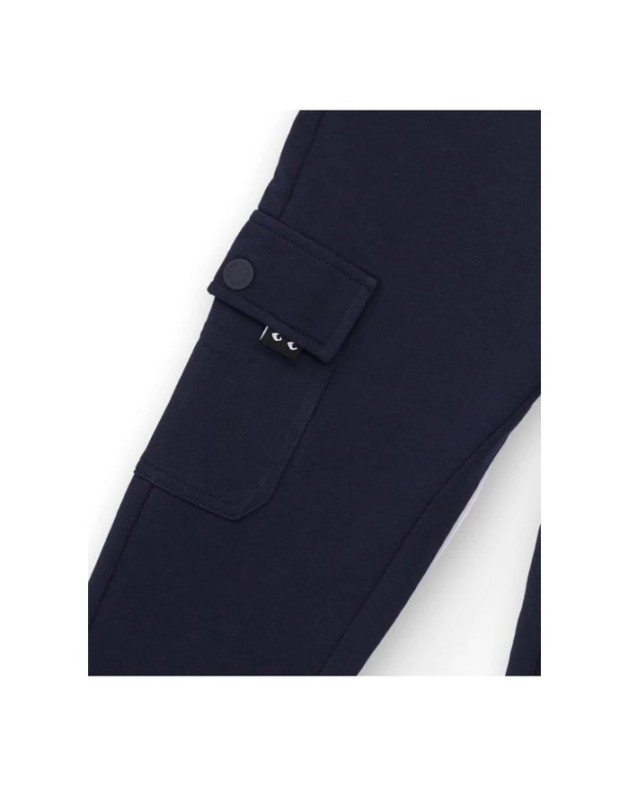 Navy blue cargo pants for boys with side pockets