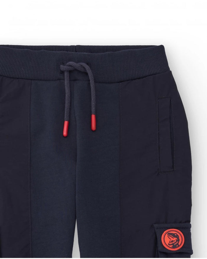 Navy blue jogger pants for boys with cargo pockets