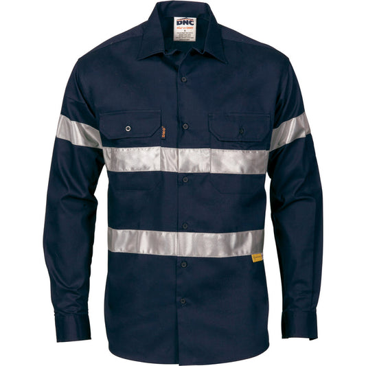 Navy Cotton Drill L/S Shirt 3835
