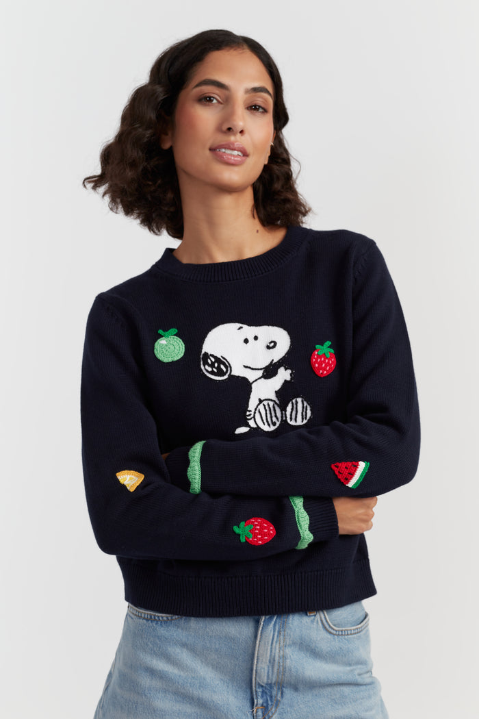 Navy Cotton Fruity Snoopy Sweater