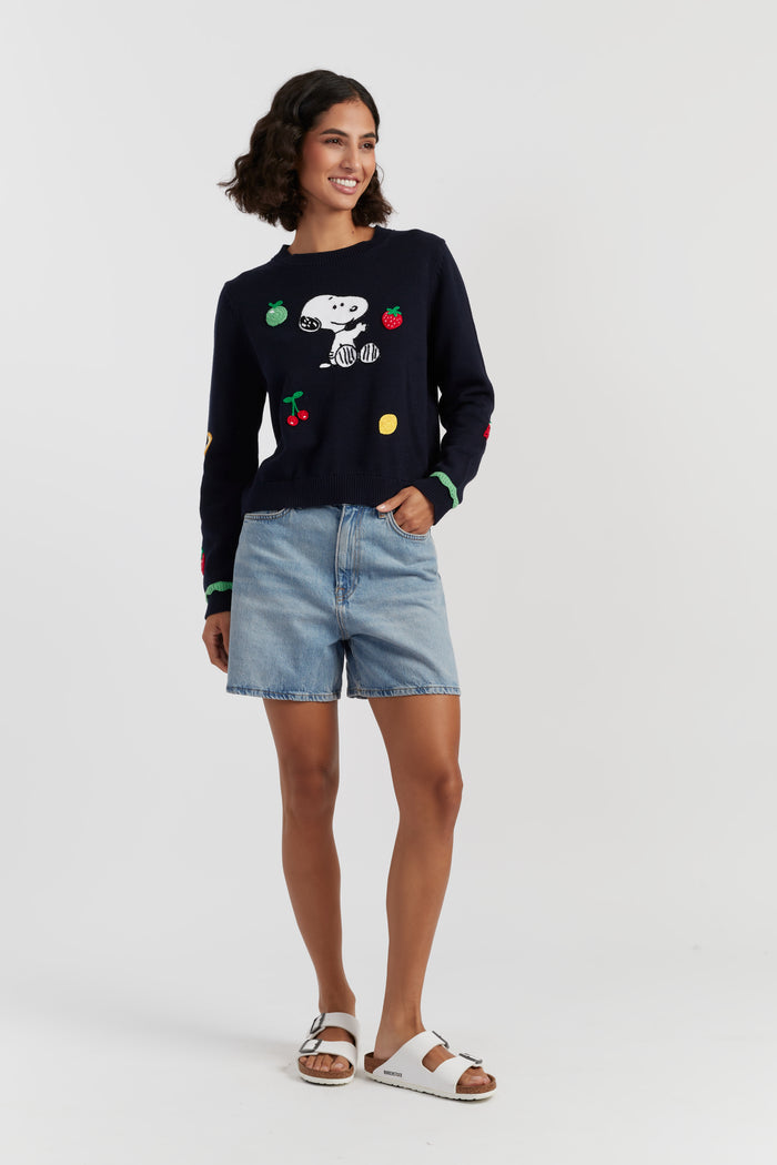 Navy Cotton Fruity Snoopy Sweater
