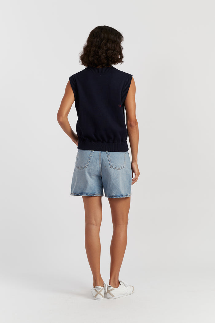 Navy Cotton Snoopy Cherry Tank