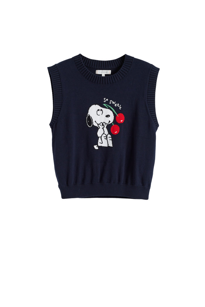 Navy Cotton Snoopy Cherry Tank