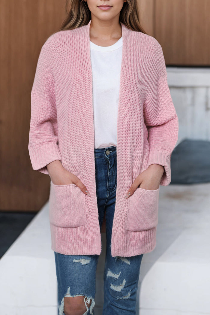 Oversized Fold Over Sleeve Open Front Cardigan - Sweaters & Cardigans/Cardigans