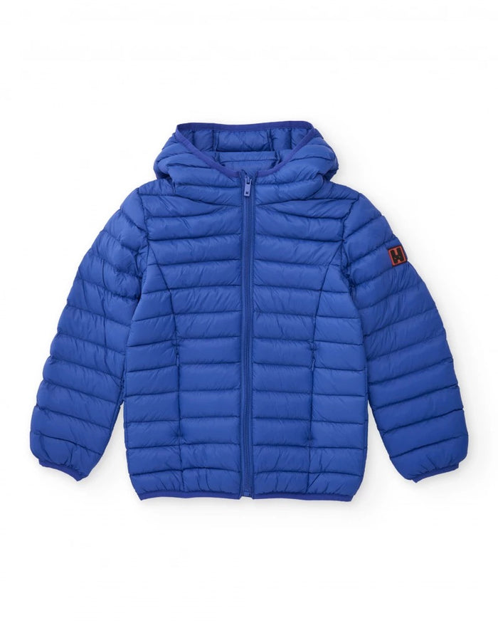Padded jacket for boy blue with hood