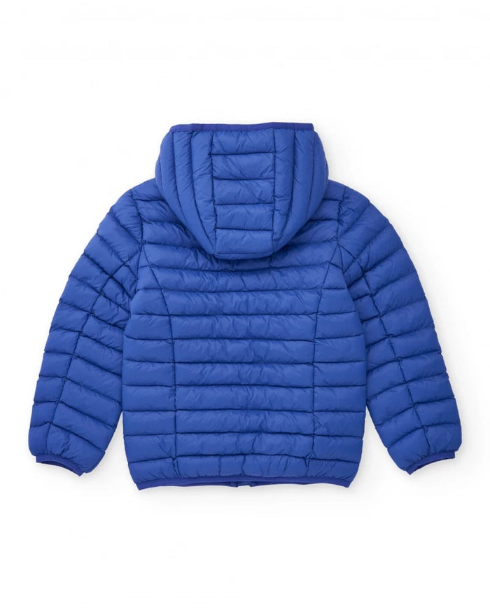 Padded jacket for boy blue with hood