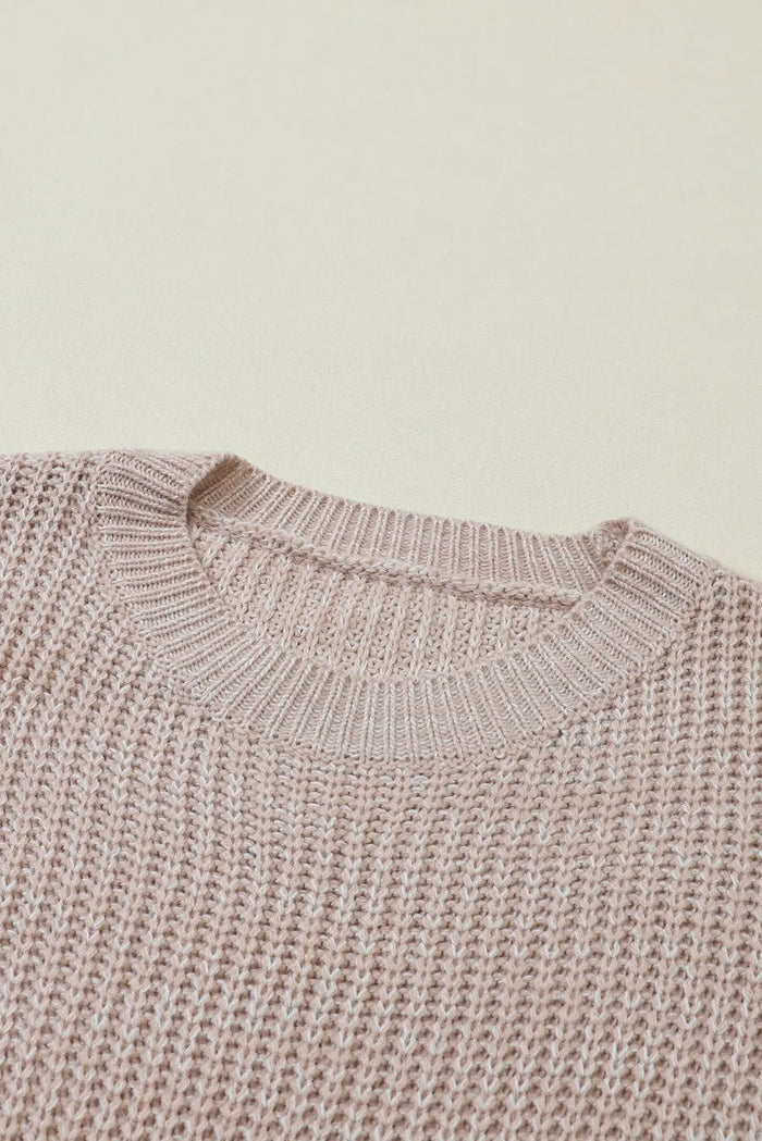 Parchment Cable Knit Sleeve Drop Shoulder Sweater - Sweaters & Cardigans/Sweaters