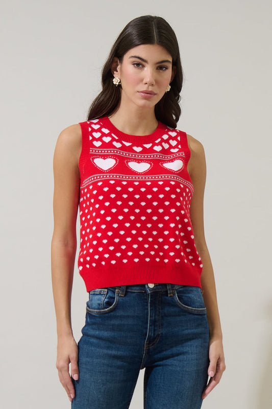 Parisa Heart Sleeveless Sweater Vest