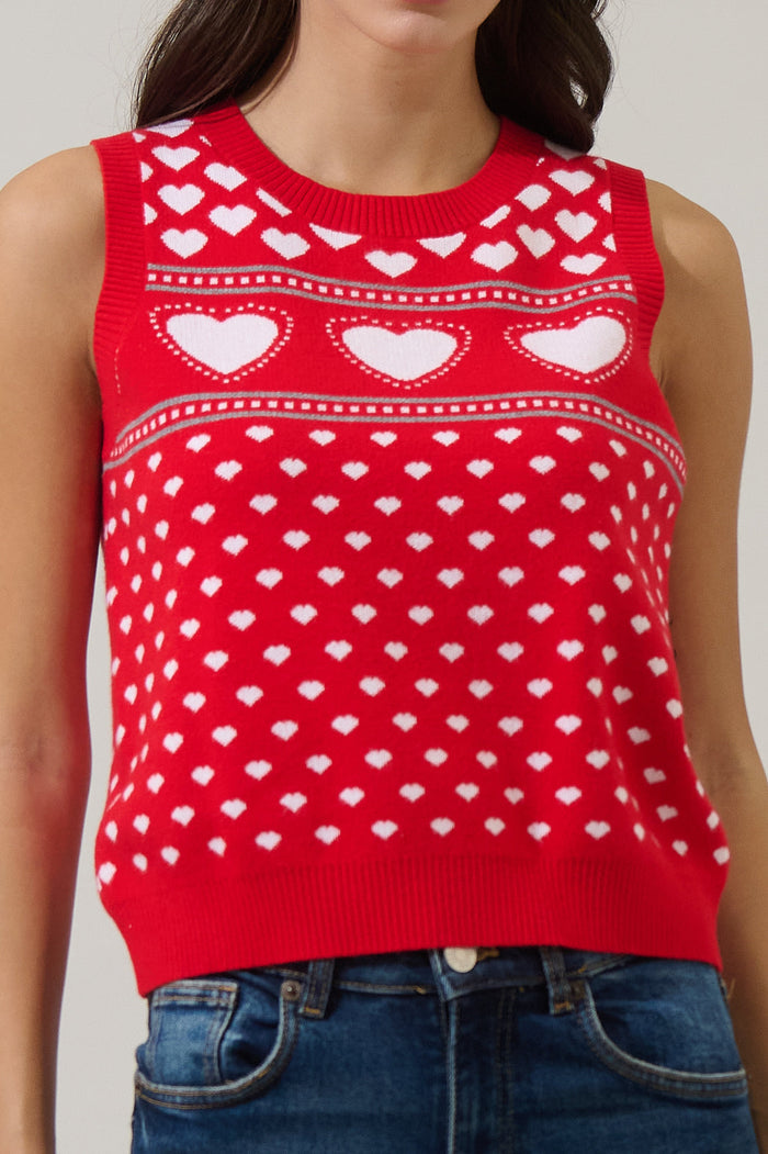 Parisa Heart Sleeveless Sweater Vest