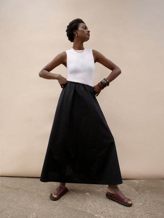 Petite Black Cotton Poplin Skirt