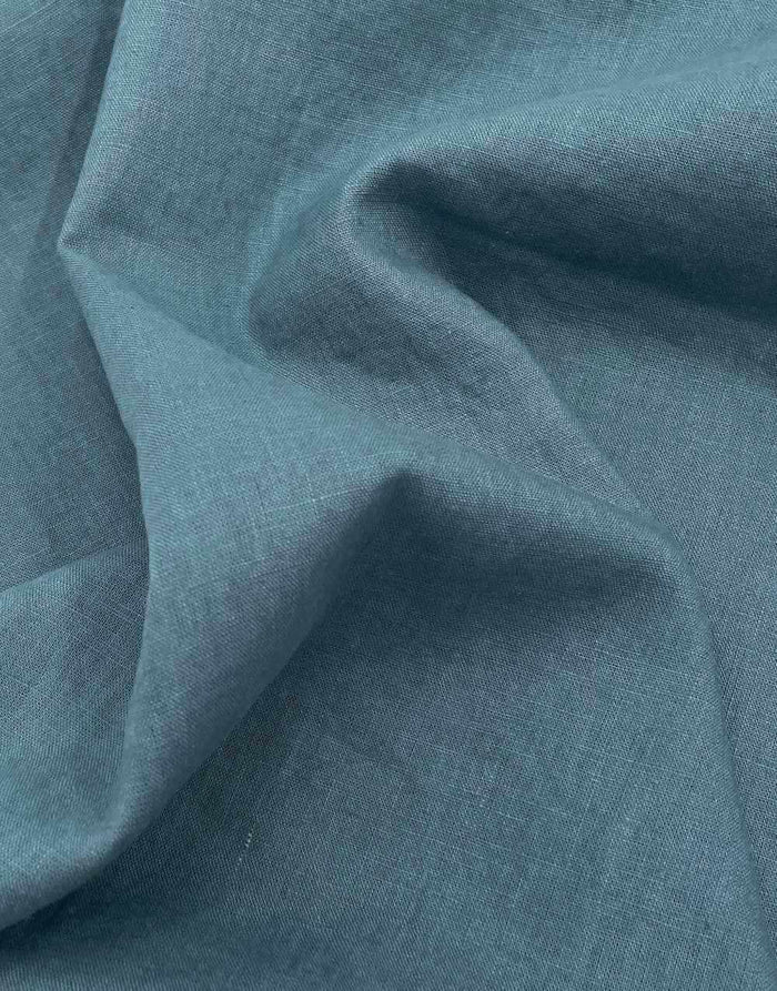 Petrol Blue Washed Pure Linen Fabric