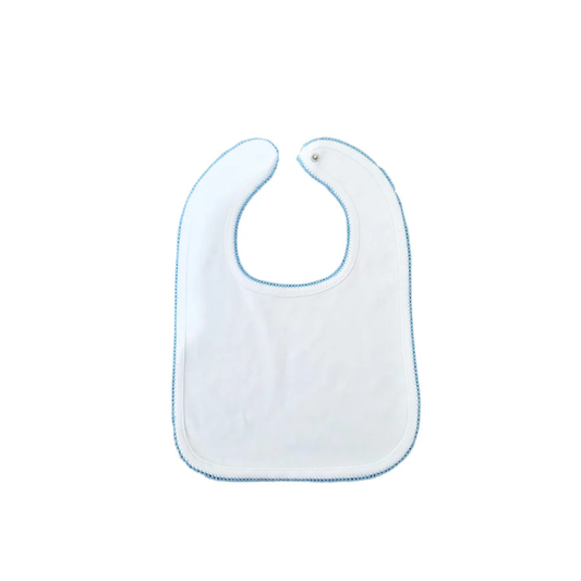 Picot Trim Bib Newborn Blue