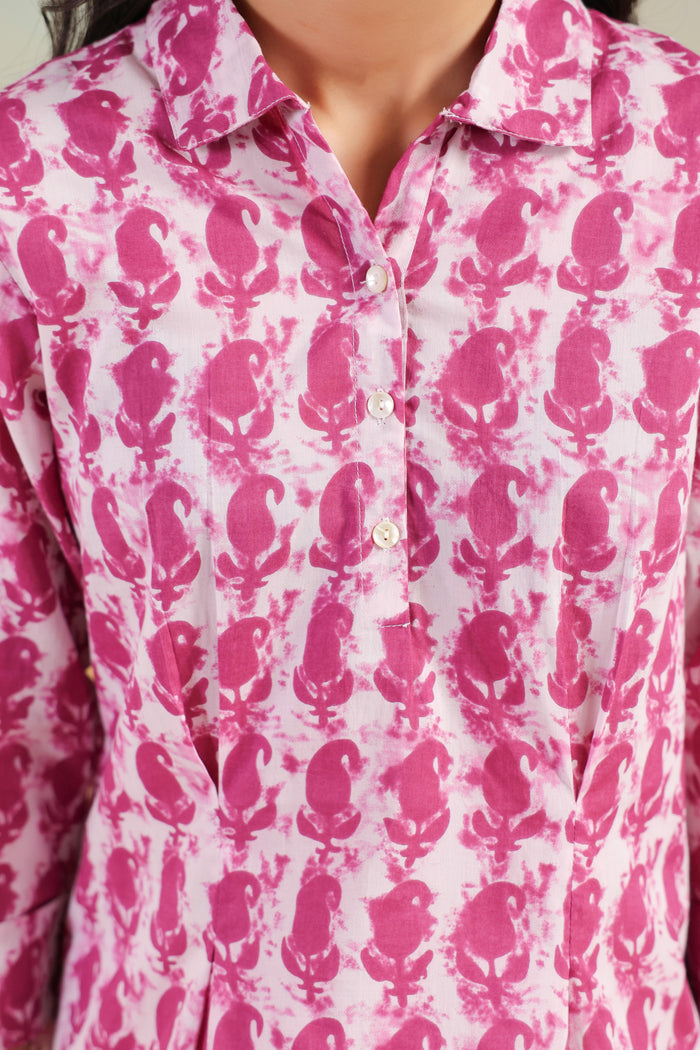 Pink Handblock Traditional Inspired Printed Cotton Co-ord Set
