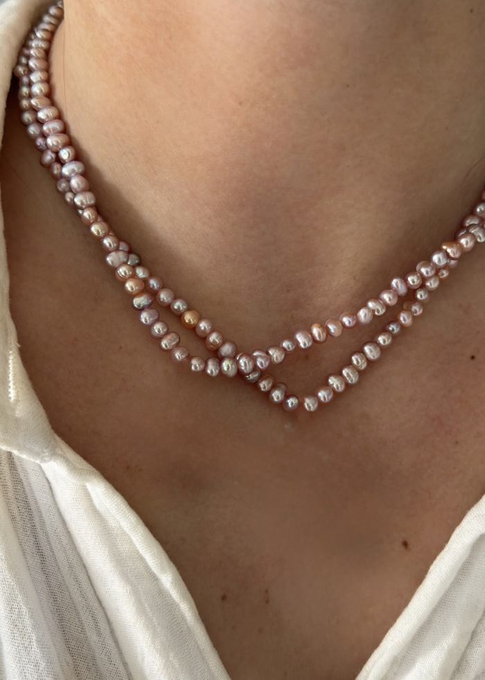 Pink Pearl Necklace - Classic No Charm