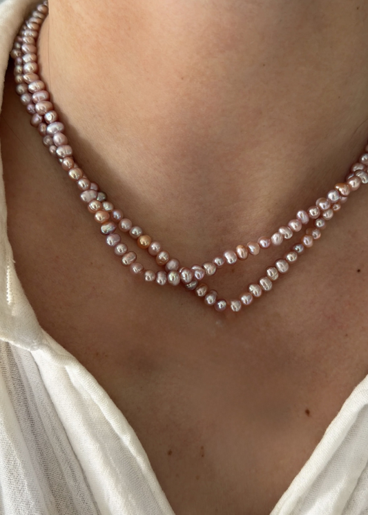 Pink Pearl Necklace - Classic No Charm